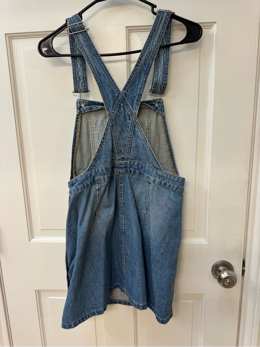 Free People Light Blue Denim Overall Dress with Side Buttons - Picture 3 of 5